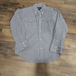 Polo Boys Pearl Snap Button Down Shirt | NWT | Size 7 | Black & White
